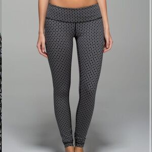 Lululemon Wunder Under Pant *Pull-On LuonTri Geo Silver Spoon Black Sz6 Legging